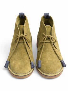 Hush Puppies Cyra Catelyn Chukka Olive Suede Ankle Booties with Navy Tassels
